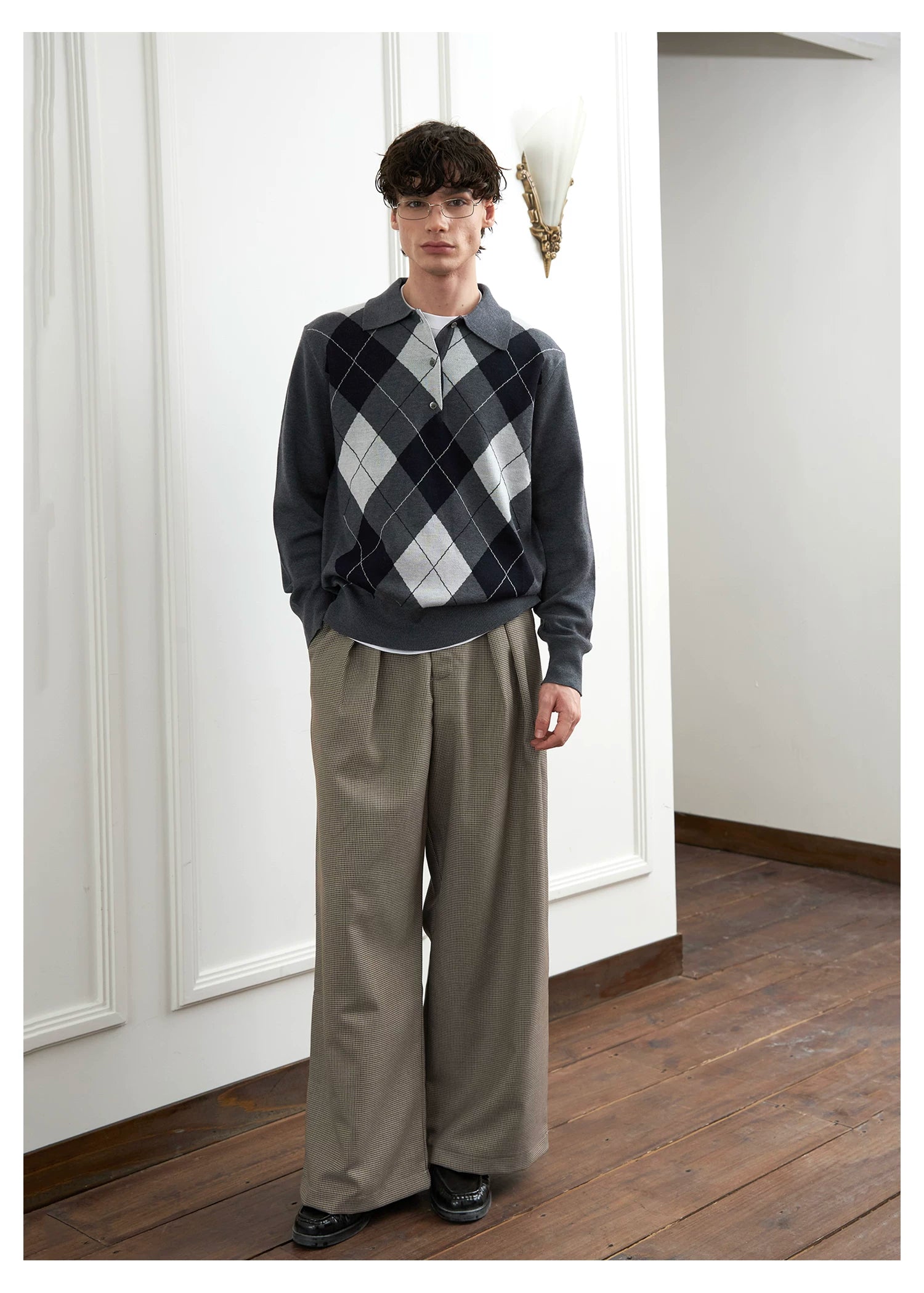 SINONOME Pleated A-shaped Wide-leg Loose Casual Trousers