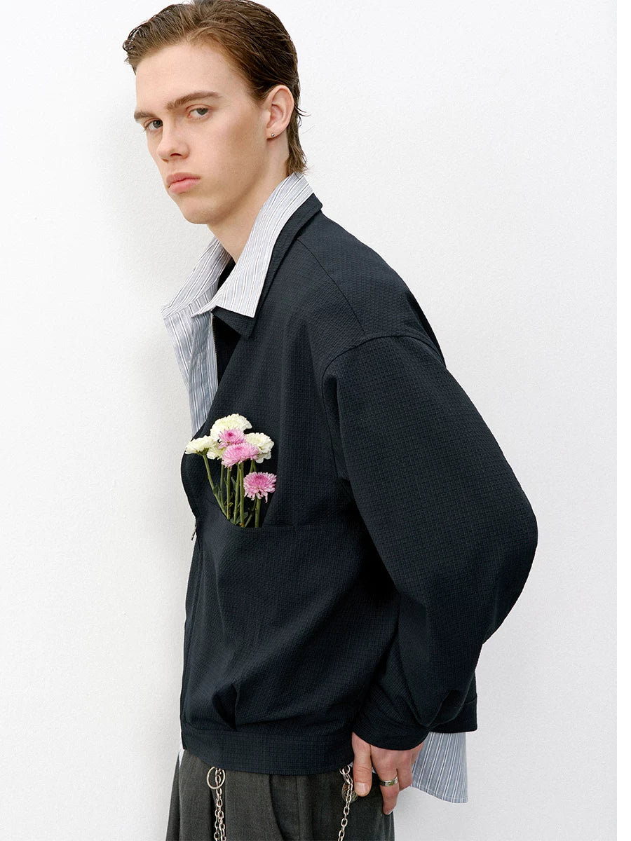 714Street premium seersucker texture retro loose coat