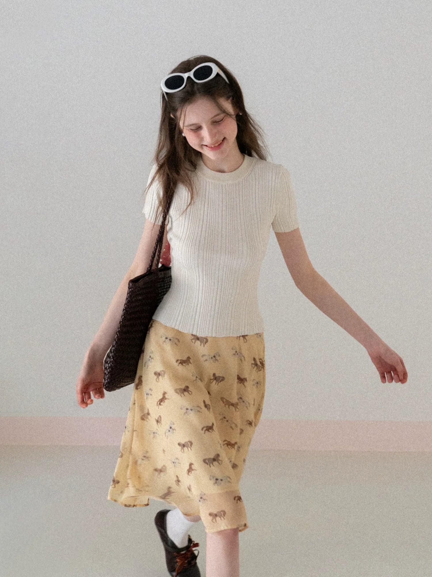 EGGKA High Waist Temperament Thin Drape Skirt