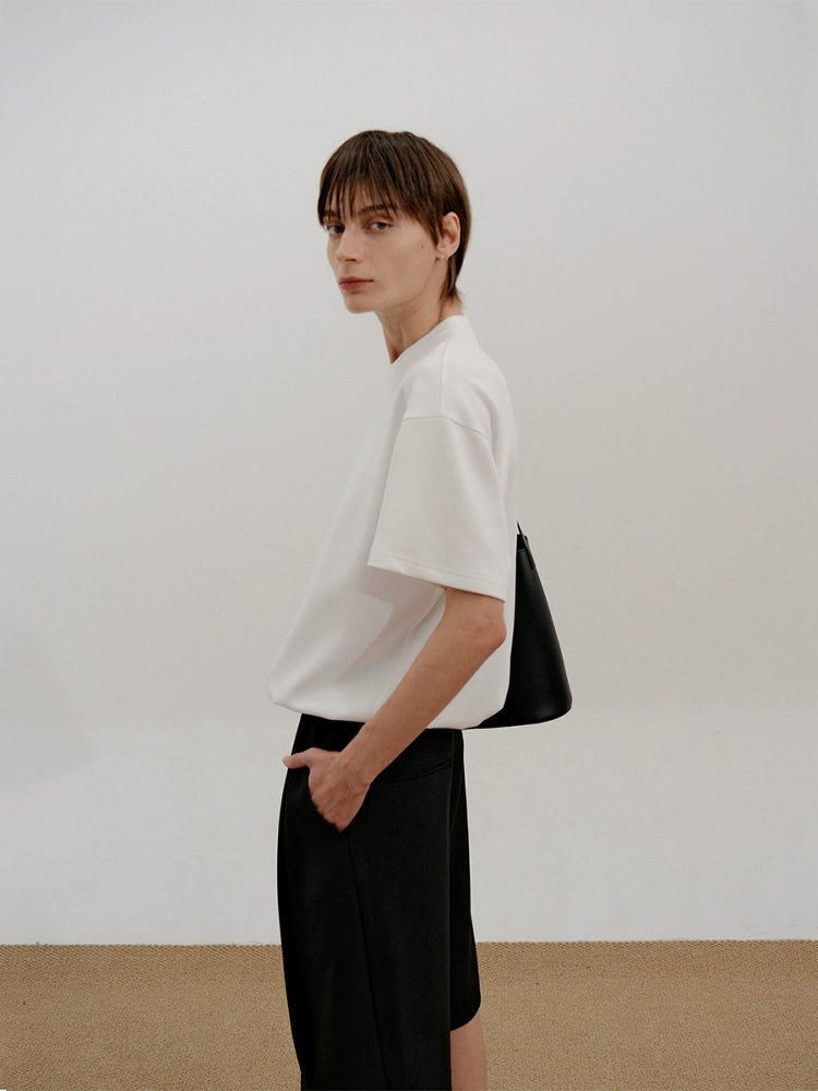 COLN Solid Color Versatile Hem Elastic Tee