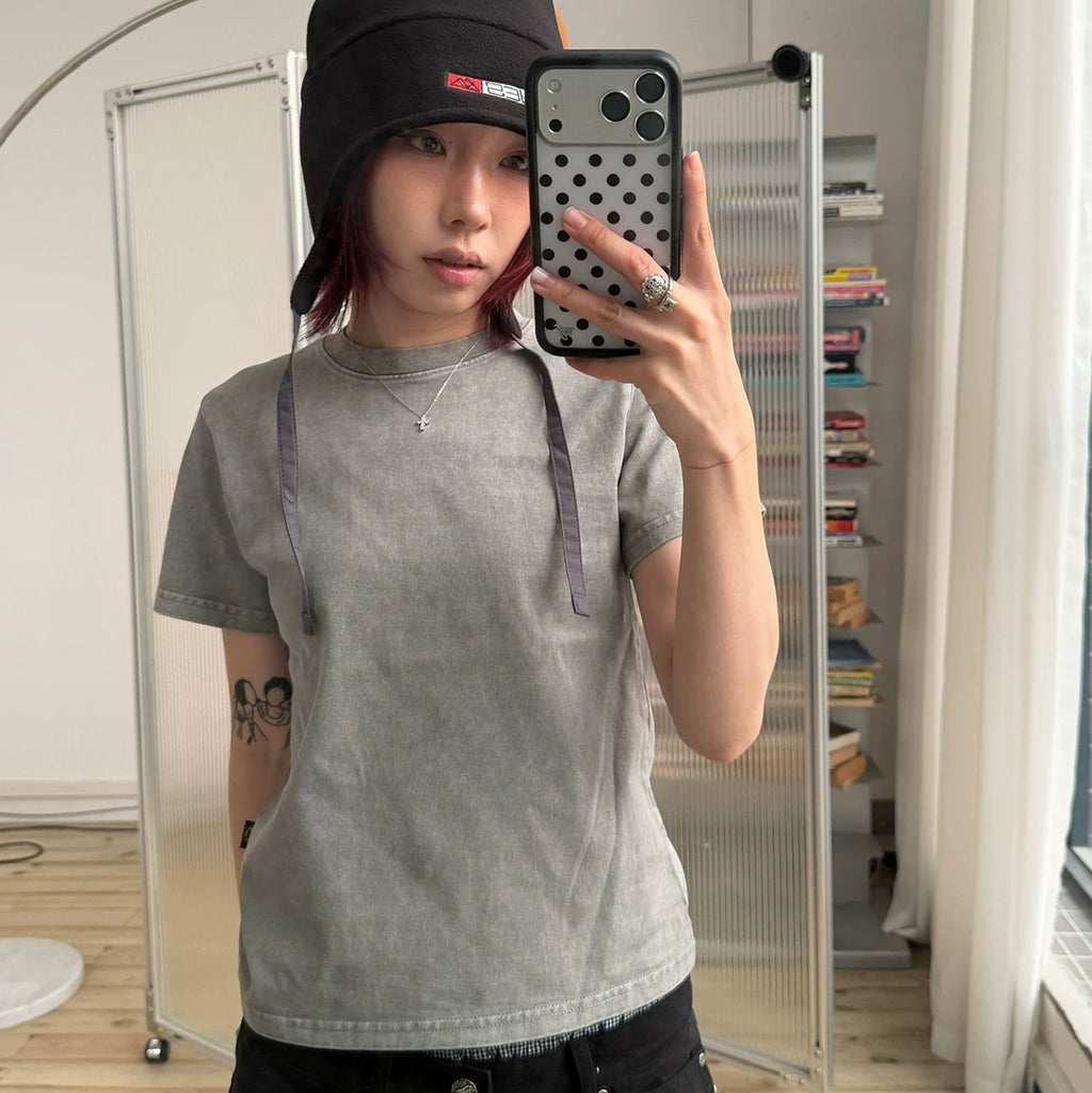MMBBT Shoulder Short Versatile Casual Round Neck Tee