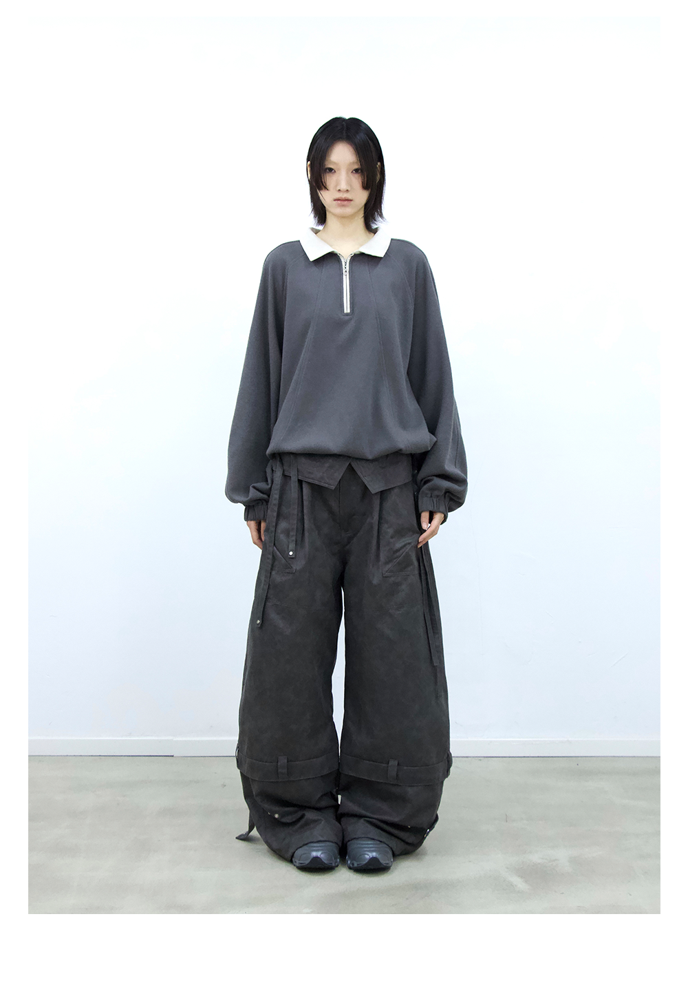 RELABEL Half Zipper Loose Lapel Long Sleeve