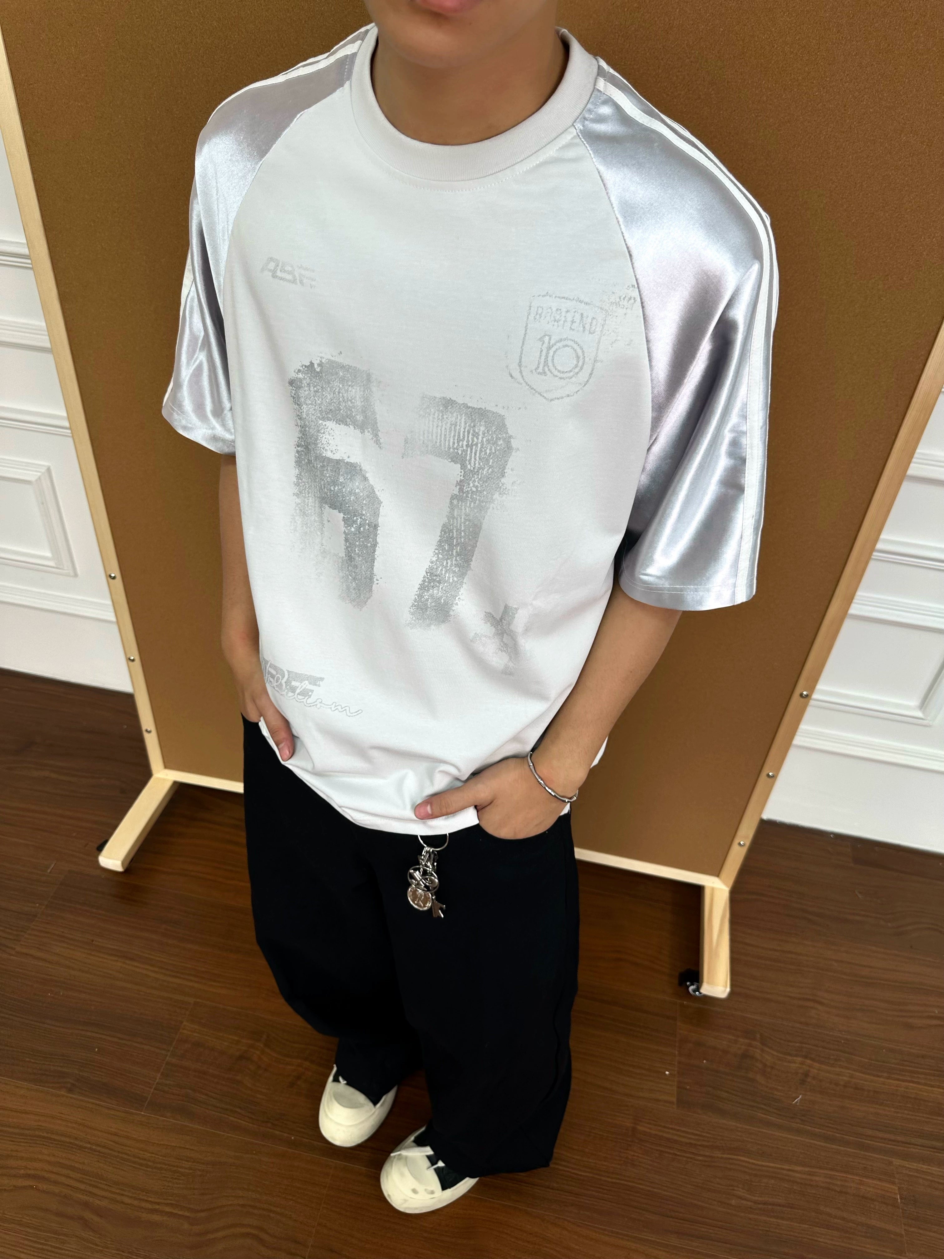 BeOurRule Vintage Splicing Letter Crew Neck Loose Tee