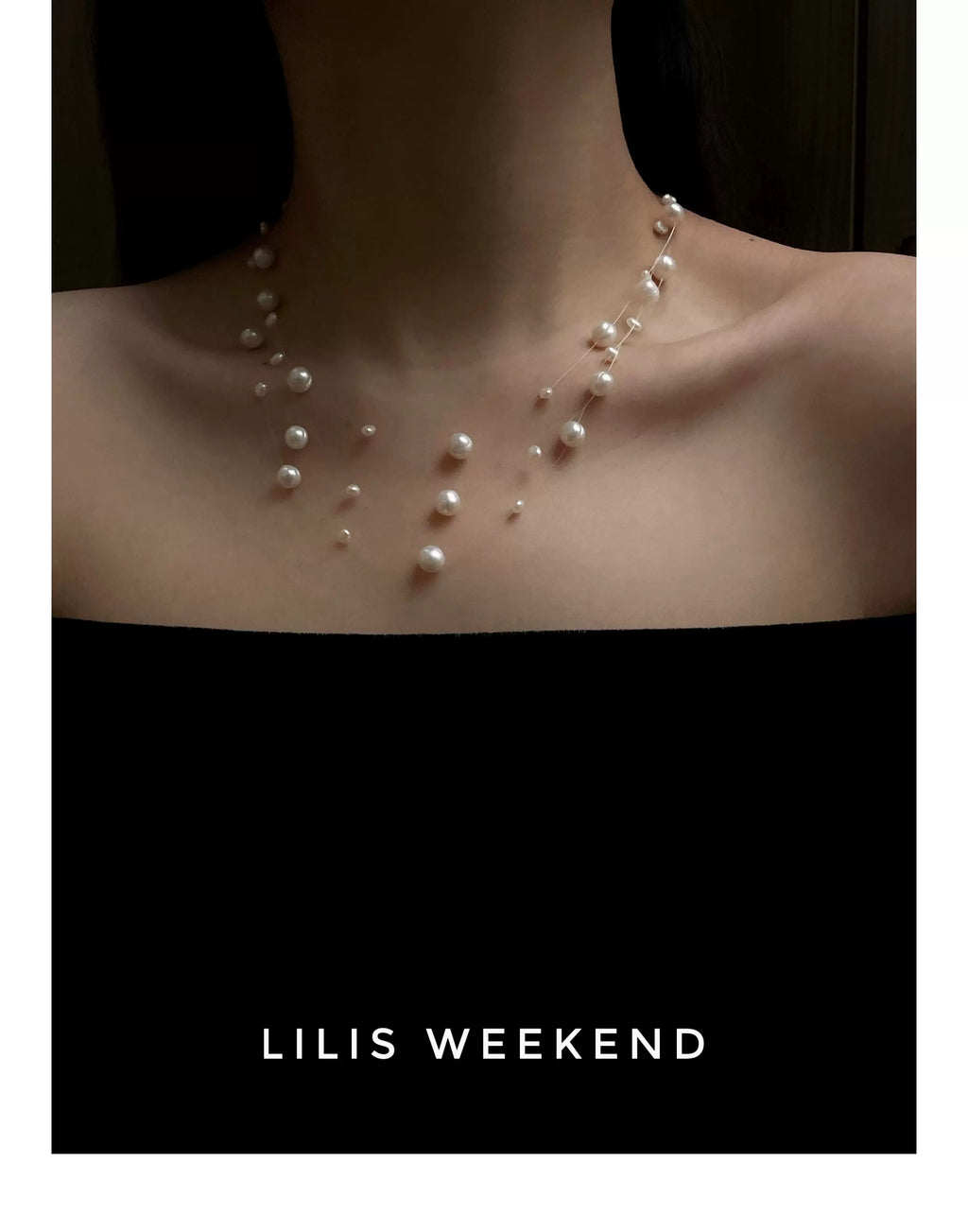 Lilis Weekend Triple Floating Pearl Niche Necklace