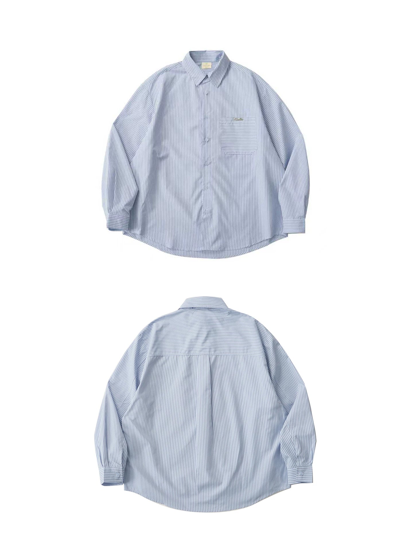 LIVINGTOWN Vintage Minimalist Contrast Pinstripe Shirt