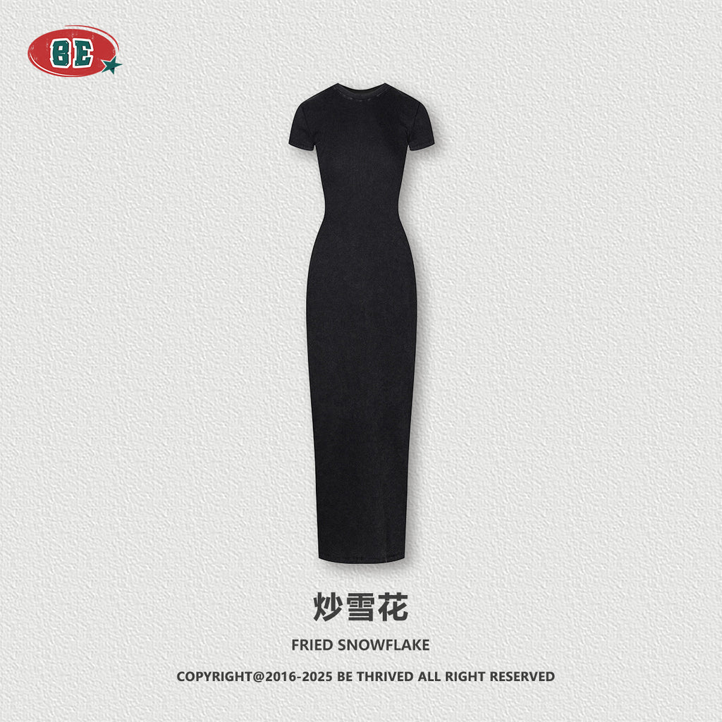 BE Women's SKIMS Style Summer Cotton Slim-fitting Slit Dress