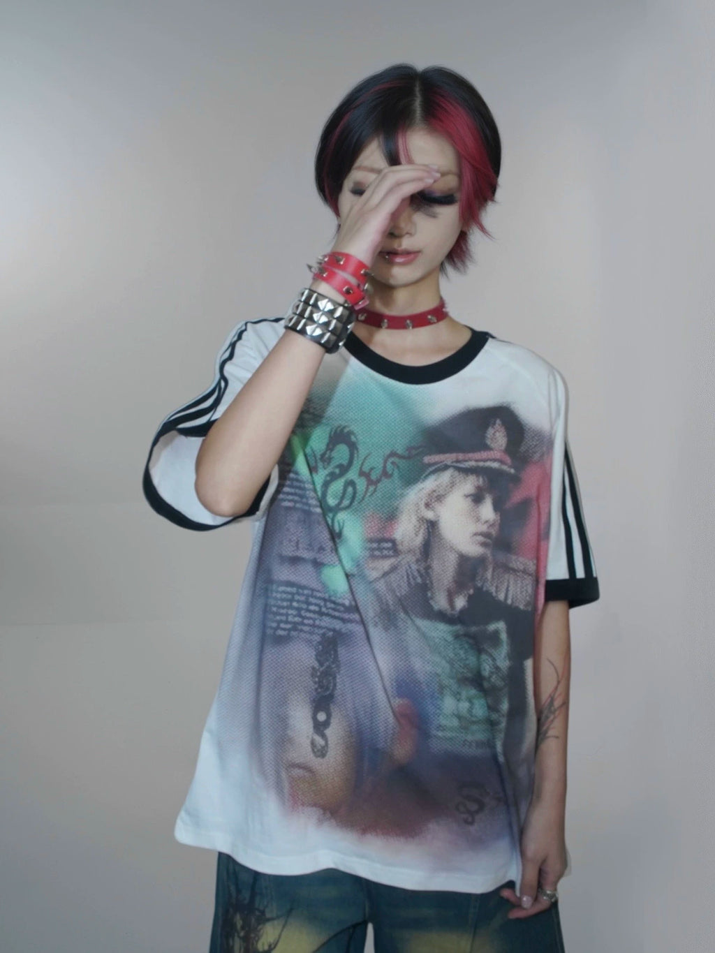 WEBBAR Y2K Striped Casual Tee