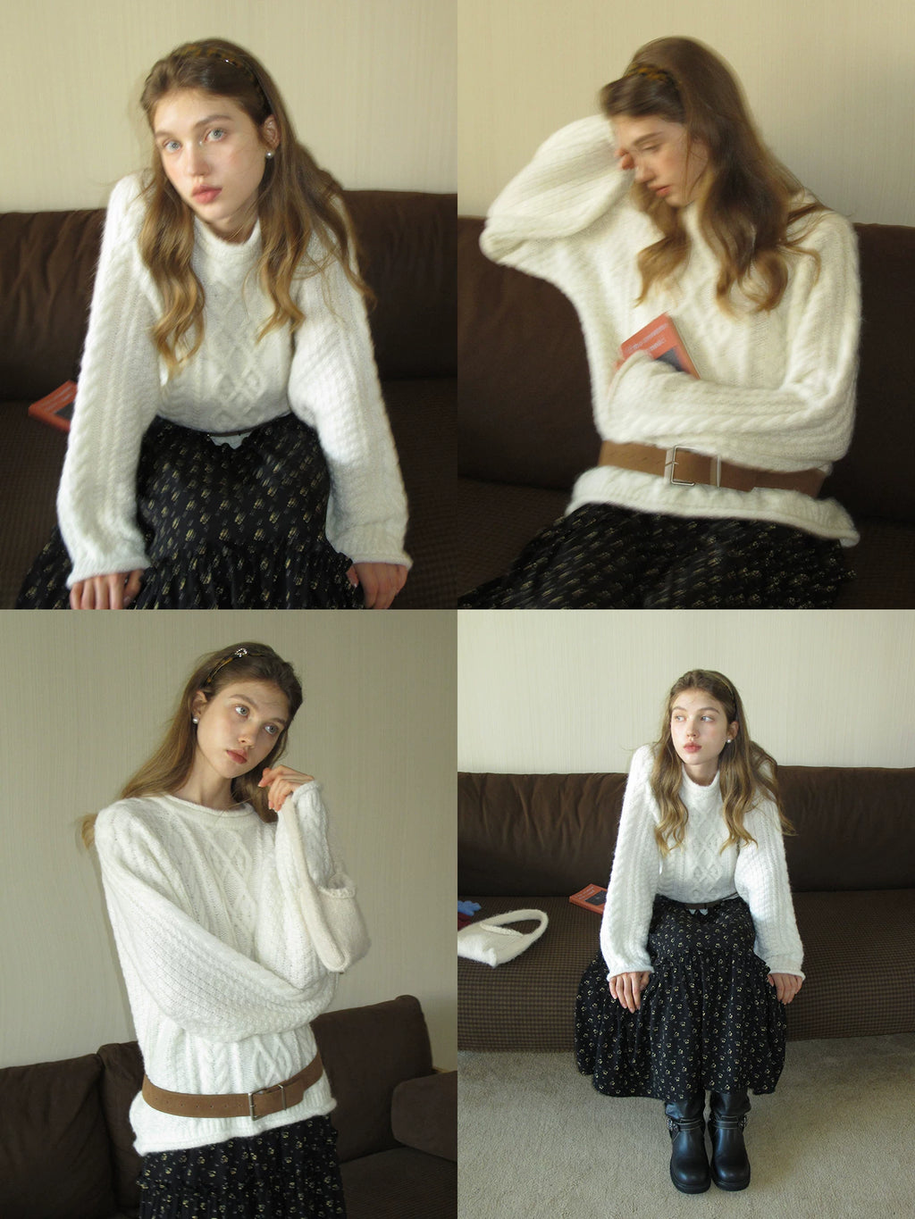 EGGKA Crimped Twist Loose and Thin Casual Sweater