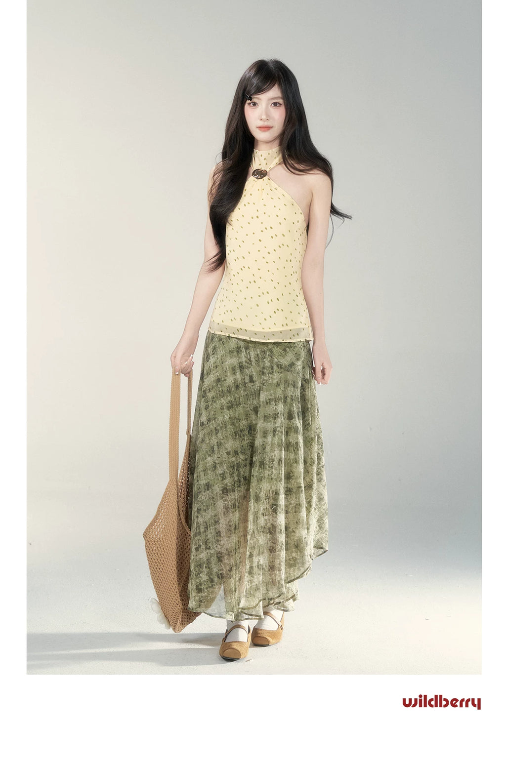 Wildberry Green Checkered French Skirt