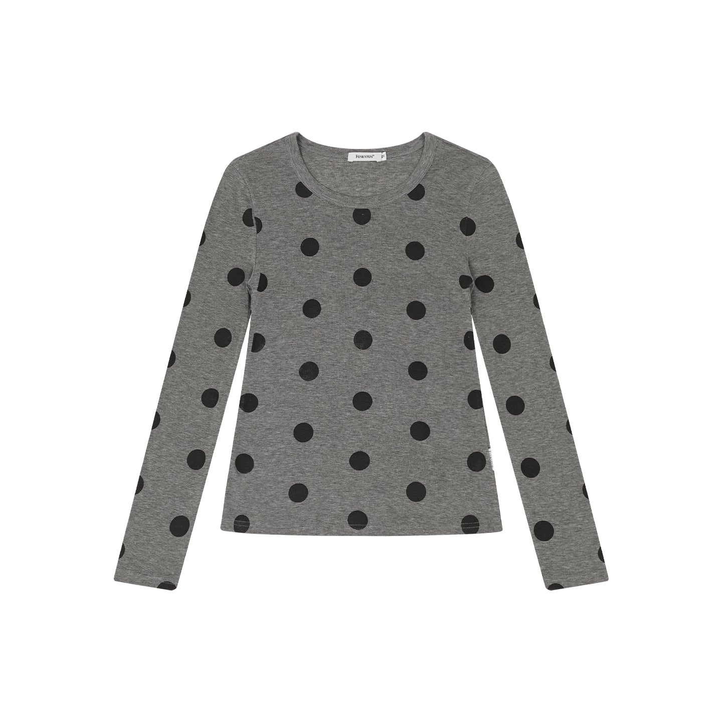 FUNKYFUN Full Printed Polka Dot Printed Elastic Front Shoulder Long Sleeve