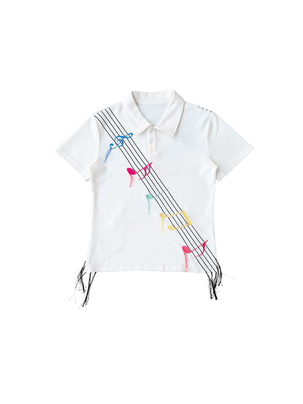 CHAI Color Music Note Five-line Sheet Music Embroidery Polo Tee