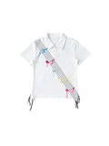 CHAI Color Music Note Five-line Sheet Music Embroidery Polo Tee