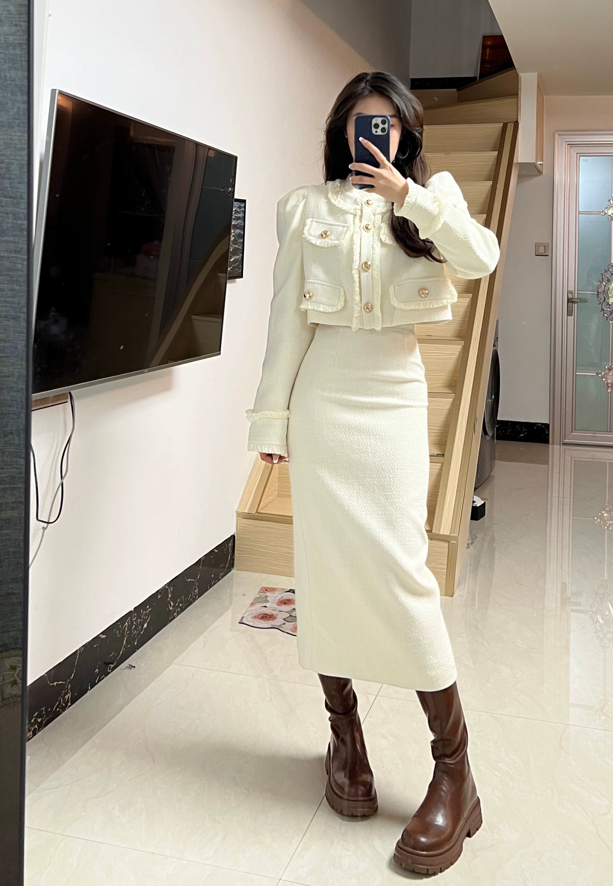 PANPAN Xiaoxiangfeng Suit Women's Medium and Long Suit Skirt