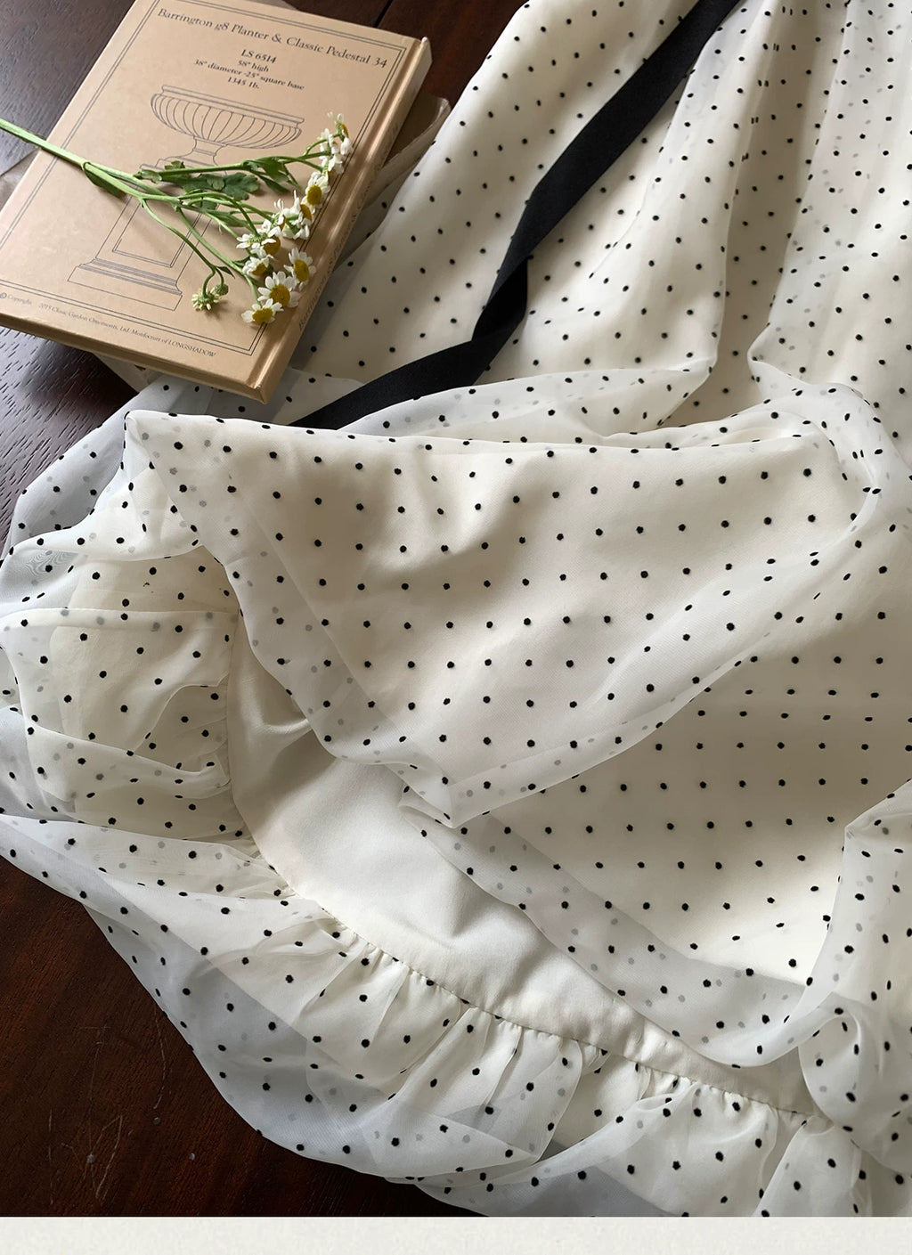 MUCHA High Waist Long Polka Dot Bud Skirt