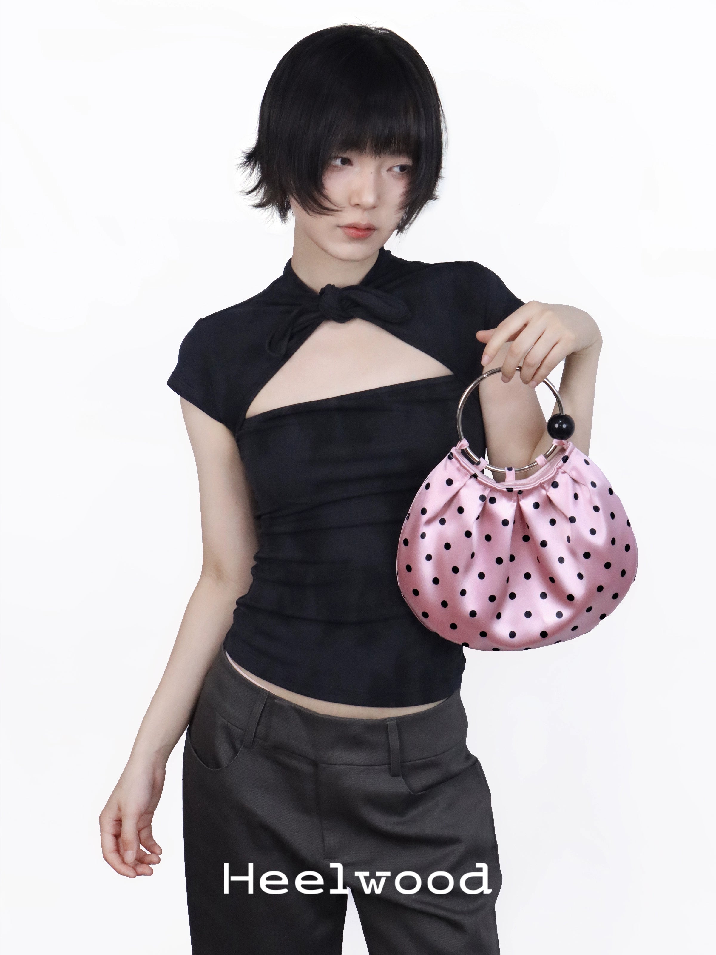 Heelwood Vintage Folded Portable Polka Dot Bag