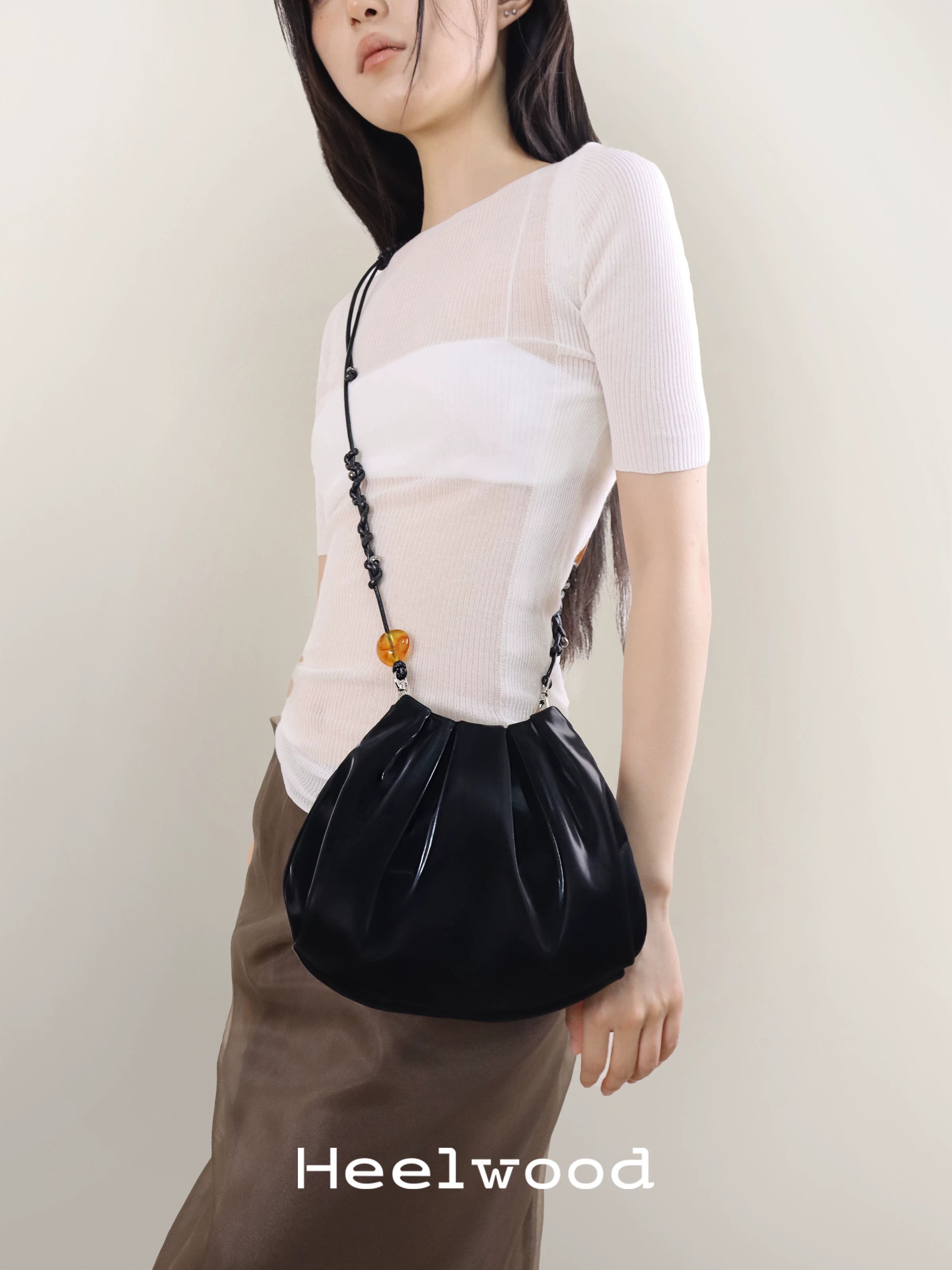 Heelwood Beaded Pleated Messenger Bag