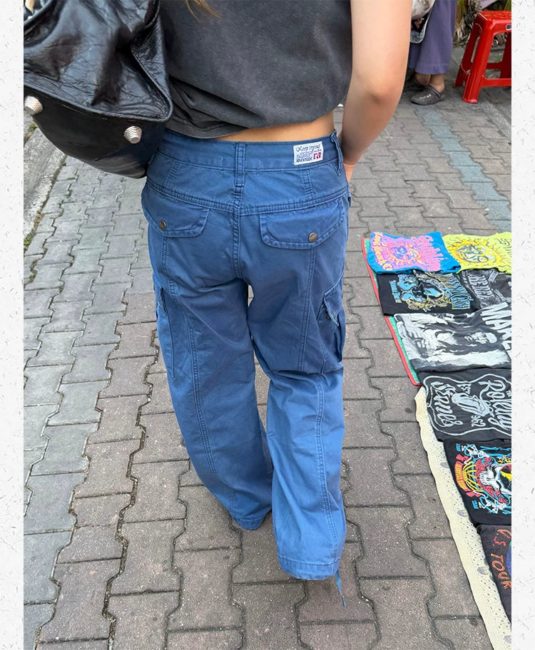 CCYE Multi-pocket Straight-leg Low-rise Overalls