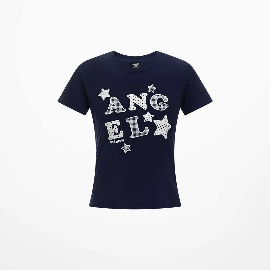 404MOB Letter Mesh Sticker Slim Tee