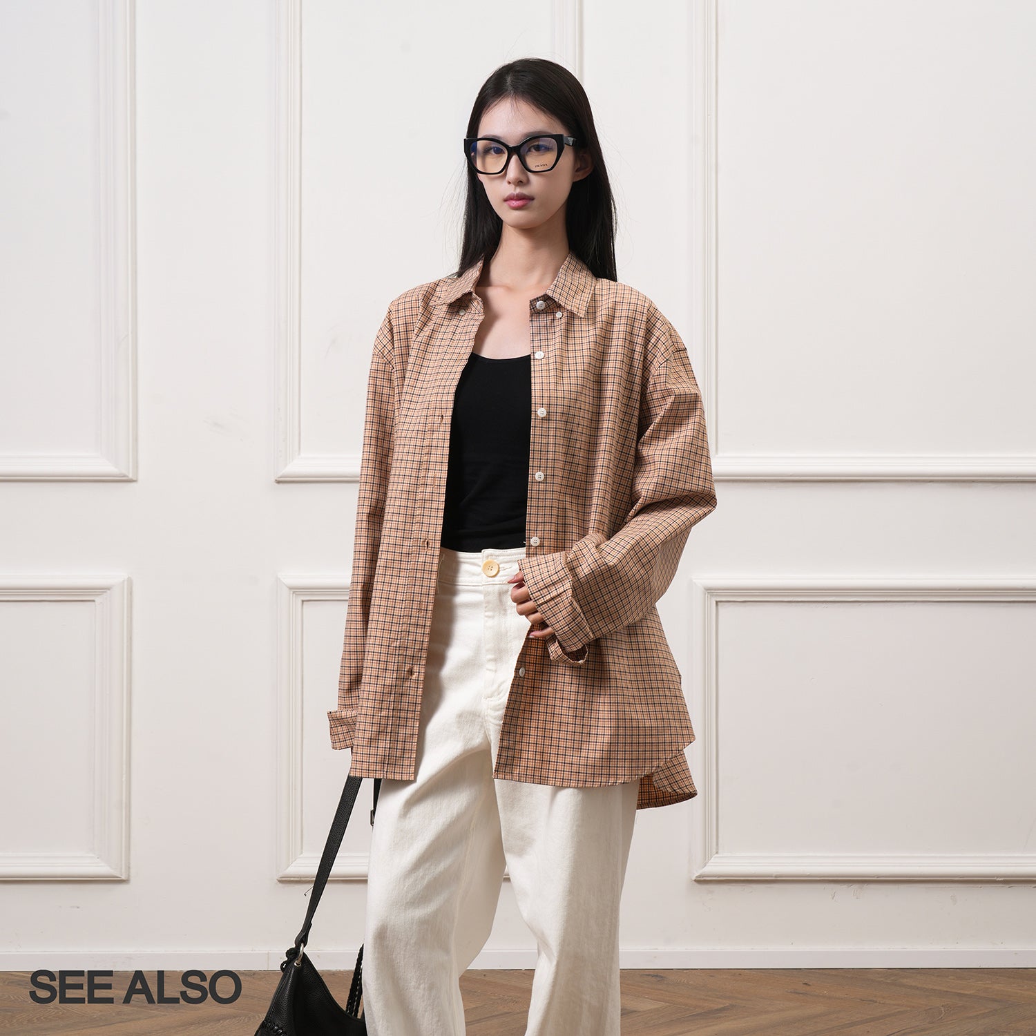 SEE ALSO Vintage Lazy Slack Autumn and Winter Loose Plaid Interior Long Sleeve Versatile Casual Shirt SA003