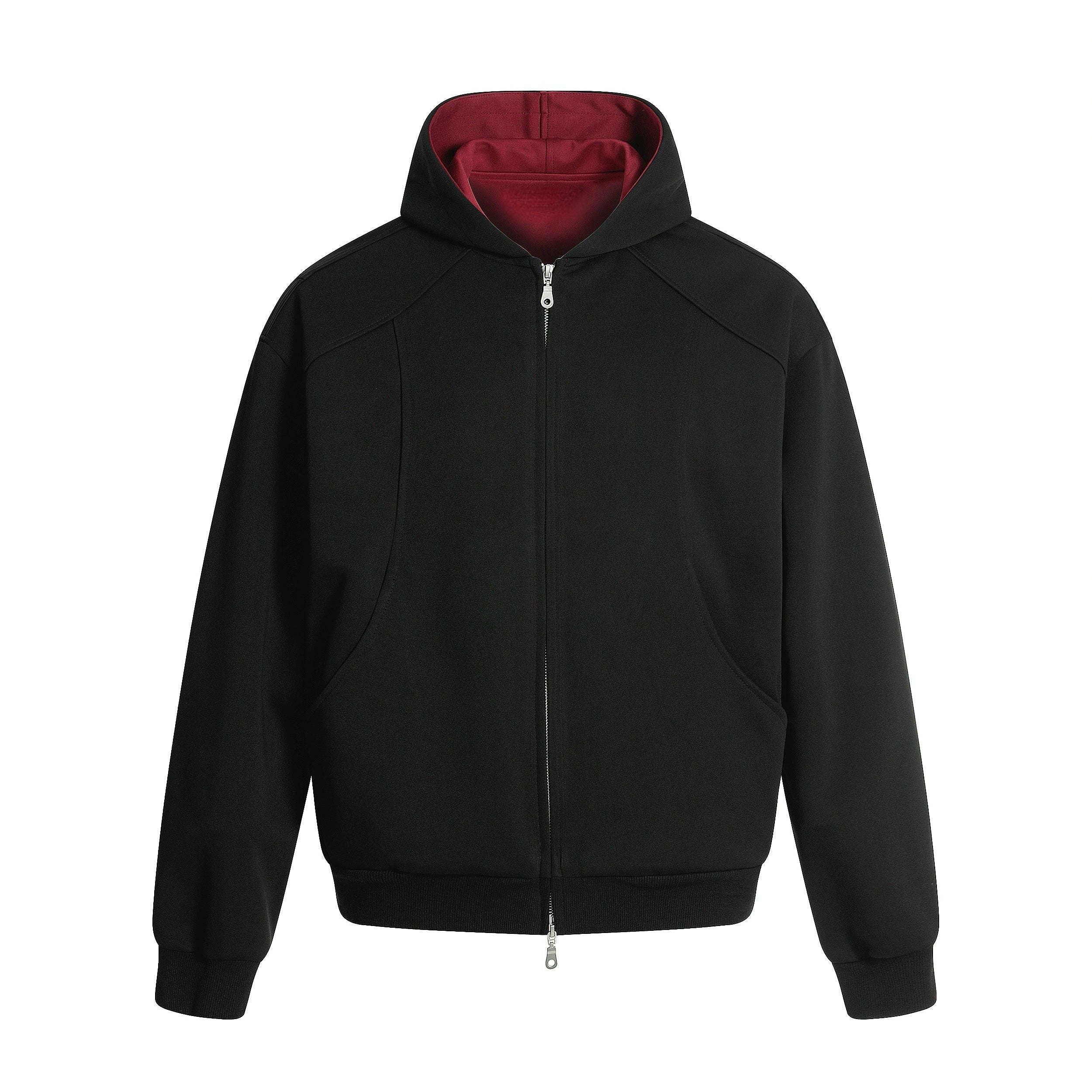 NOMANIAI Simple Casual Splicing Contrasting Color Loose Zipper Knitted Cardigan