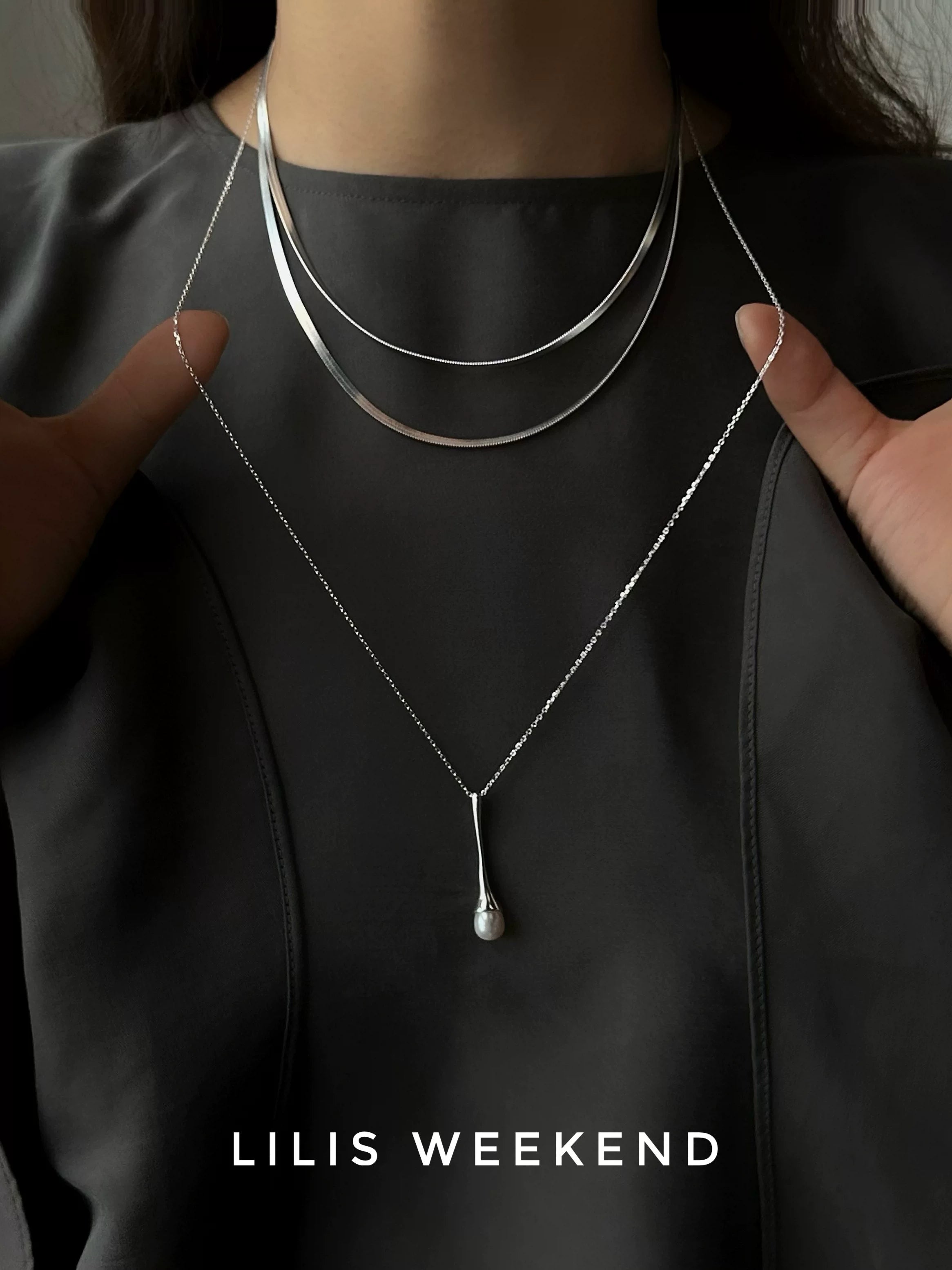 Lilis Weekend Minimalist Freshwater Pearl Long Necklace