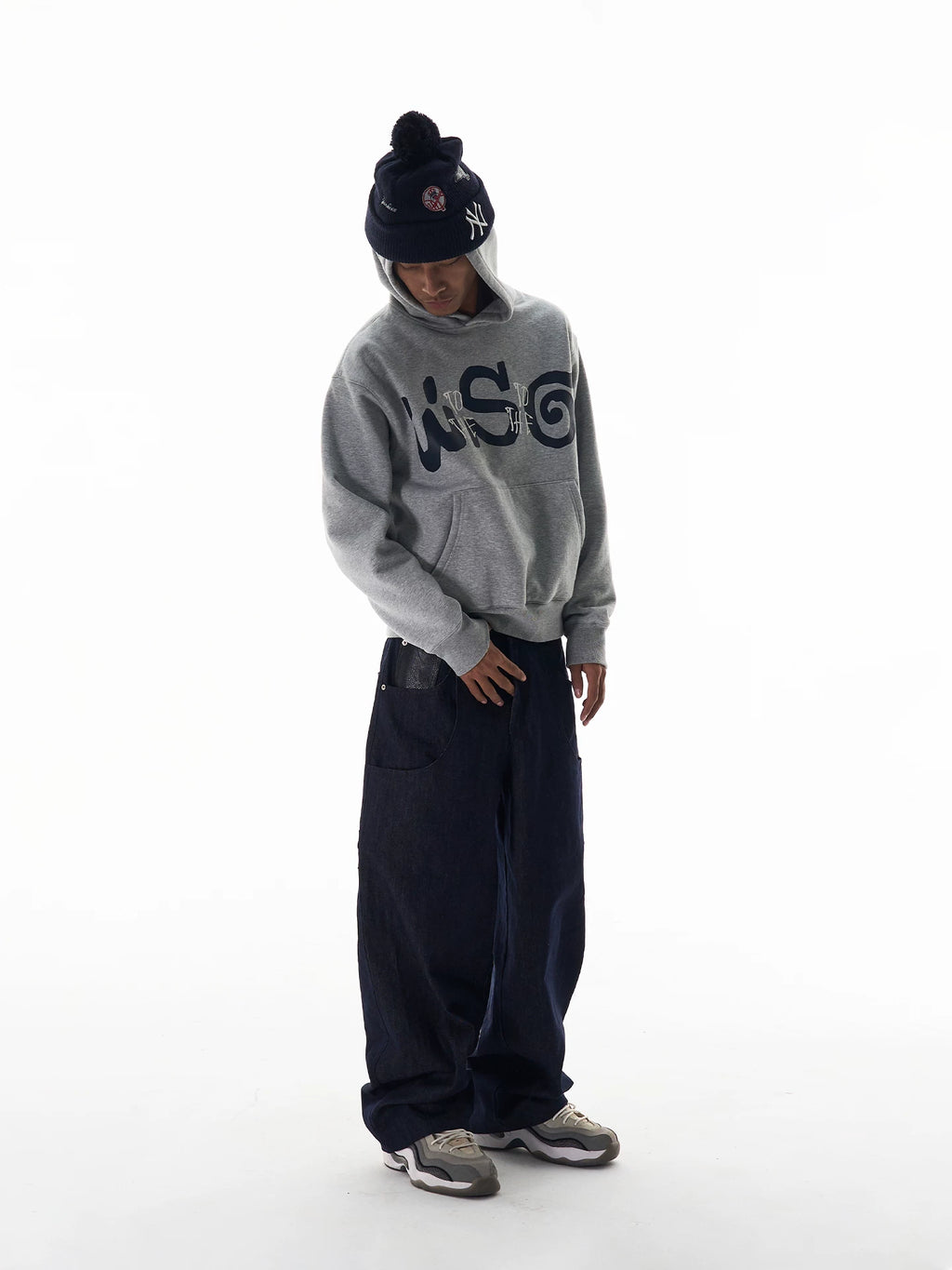 WebSurfGroupWSG Letter Foam Print Simple Fleece Hooded Sweater