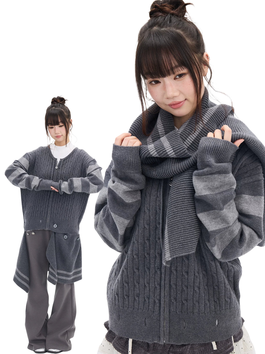 MOMSAYCAN Striped Sweater Cardigan