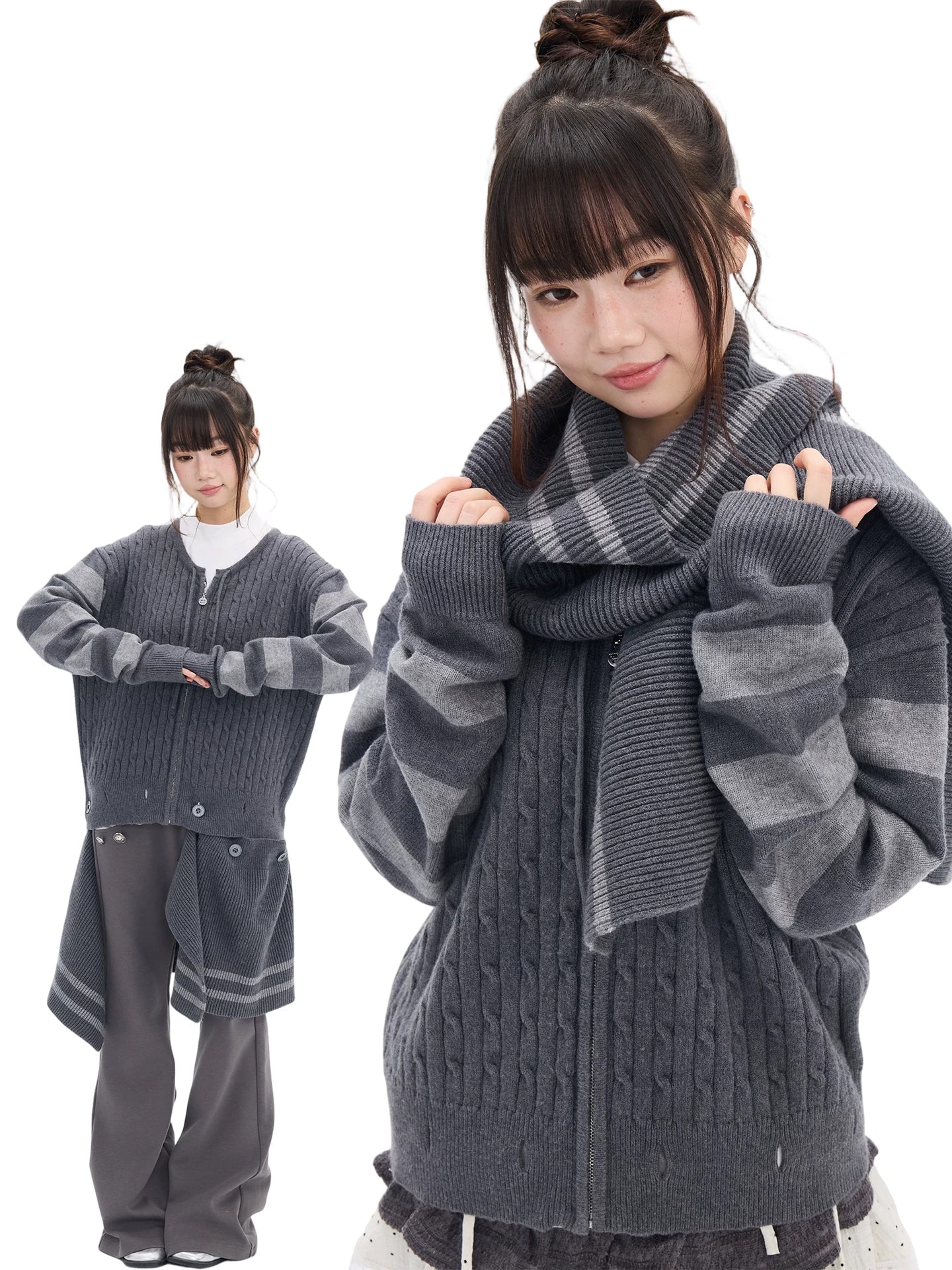 MOMSAYCAN Striped Sweater Cardigan