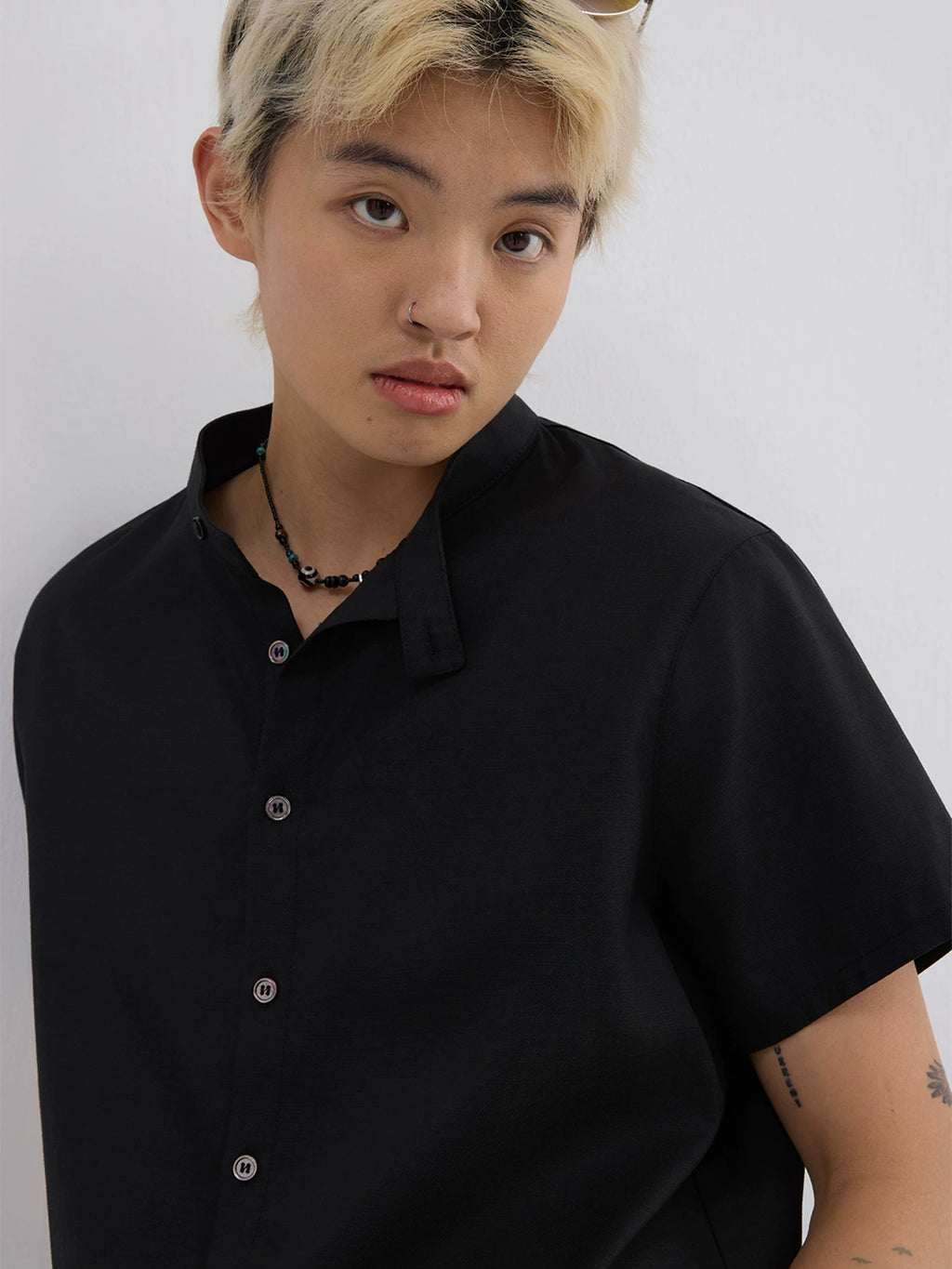 Sameuoo Stand-up Collar Linen Casual Shirt