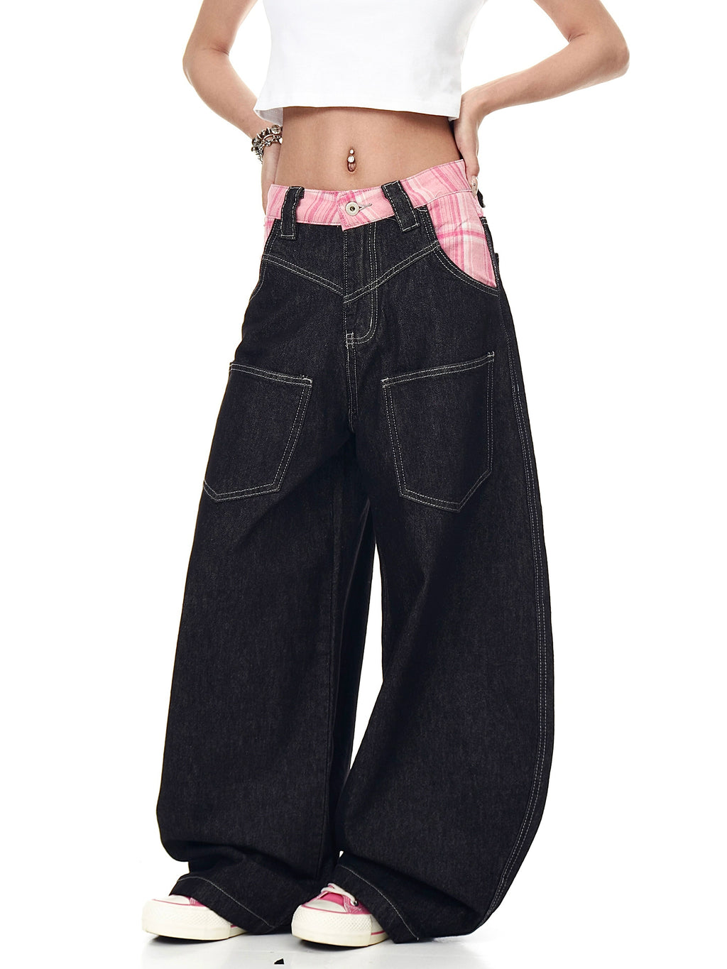 BLACKLISTS Vintage Plaid Scimitar Jeans