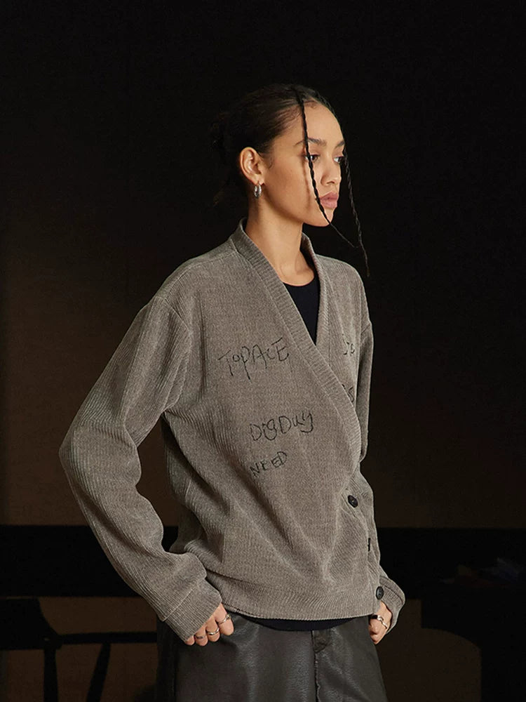 TZ Killer Striped Embroidered V-neck Loose