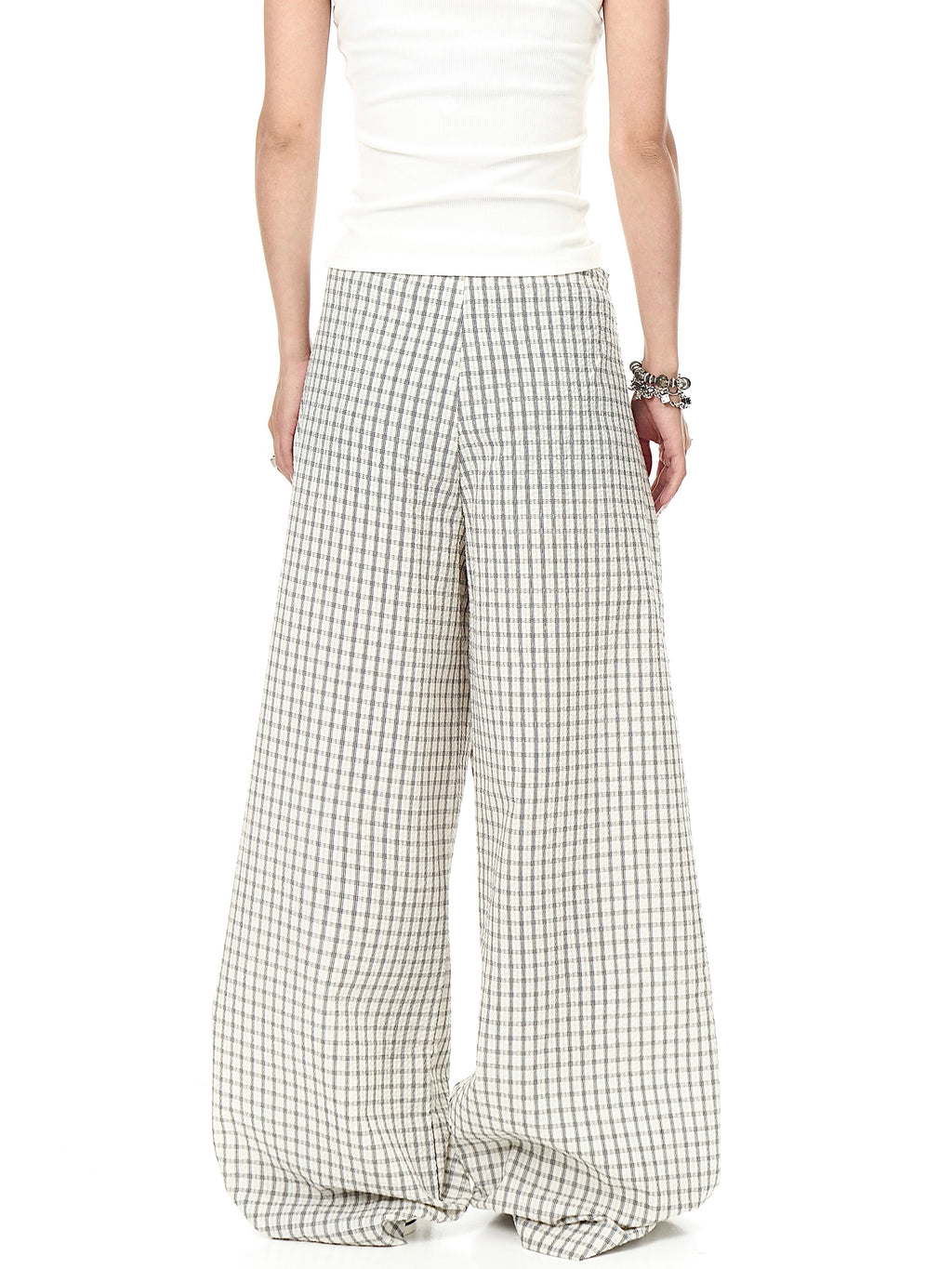 BLACKLISTS Lazy Casual Checked Wide Leg Floor Pants