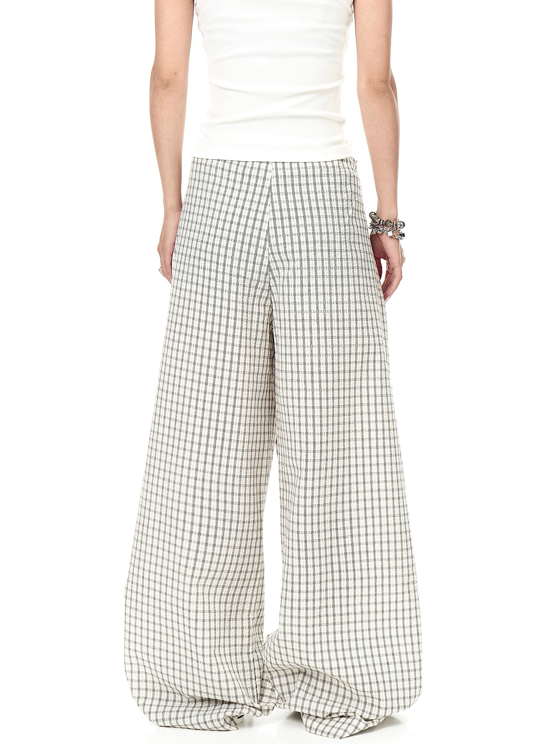 BLACKLISTS Lazy Casual Checked Wide Leg Floor Pants