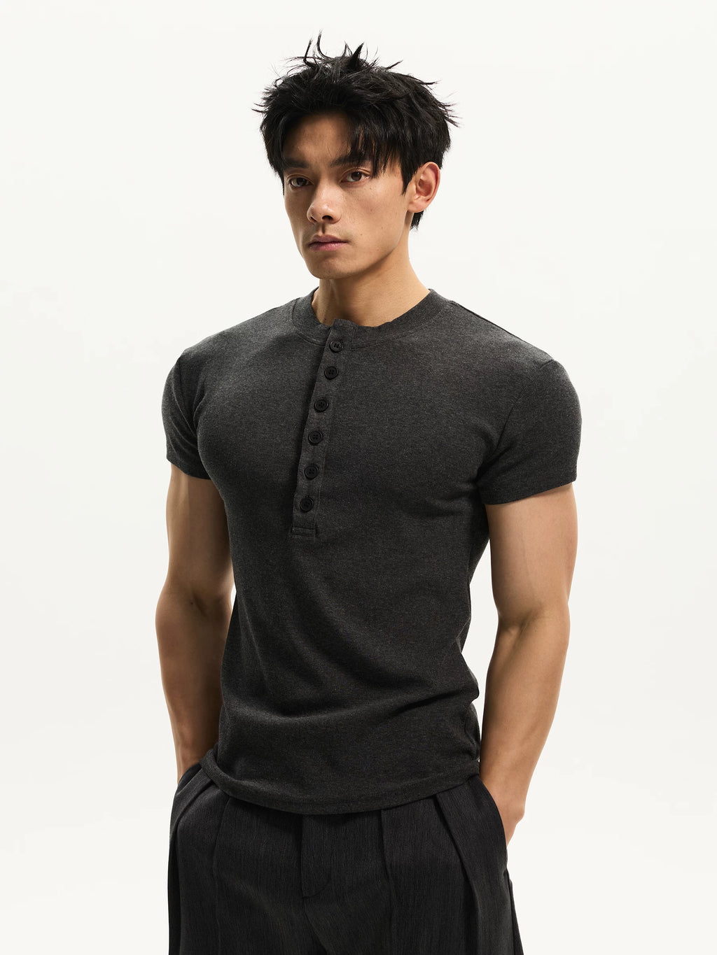 DAY NY Henry Collar Shoulder Casual Tee