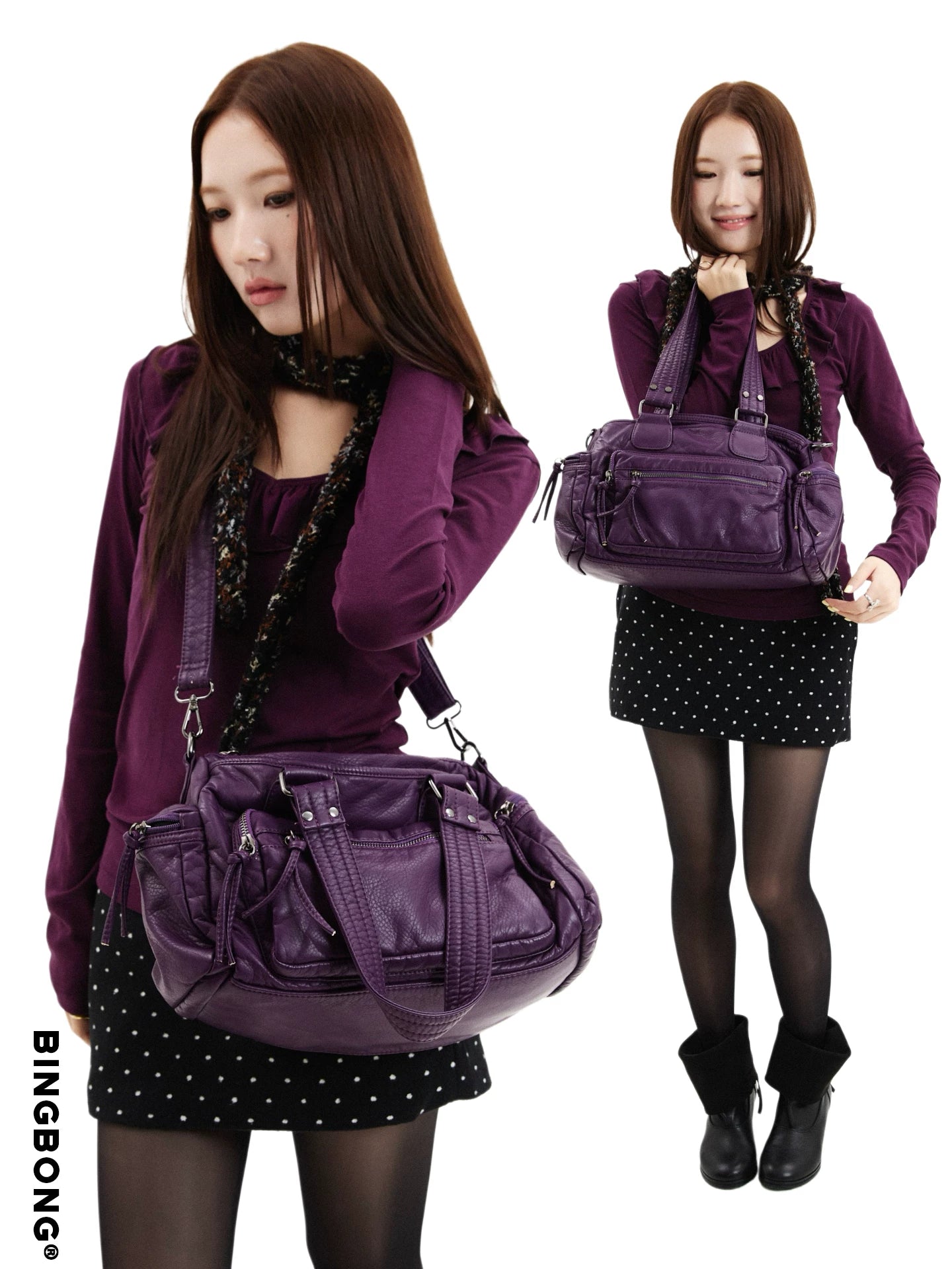 BINGBONG Retro Large Capacity Lightweight Shoulder Messenger Bag