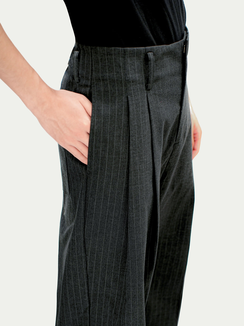 Stay The Night Double-pleated Striped Straight Pants