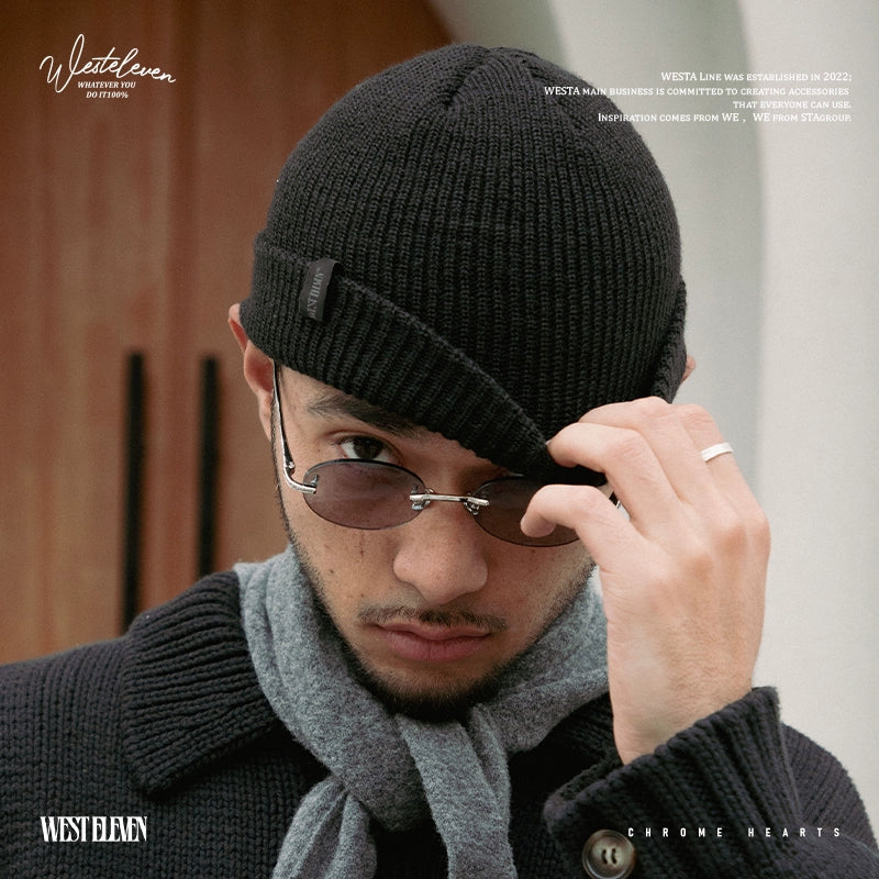 WESTELEVEN Simple Wool Hat Dome Knitted Hat