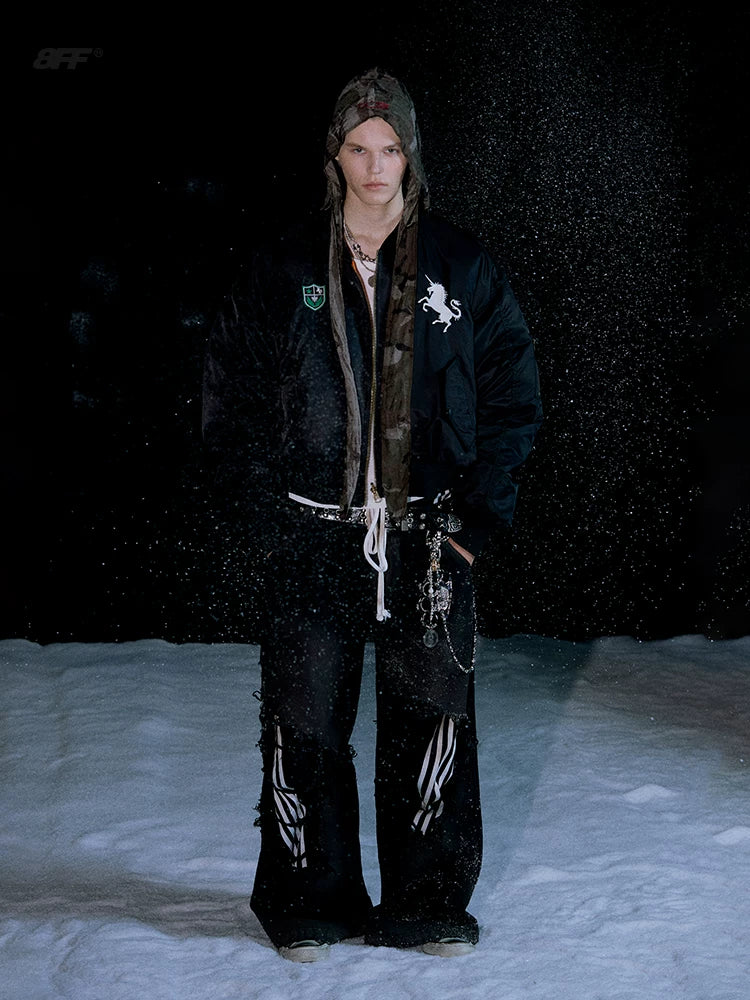 8Ff War Horse Embroidered Warm Cotton-padded Coat
