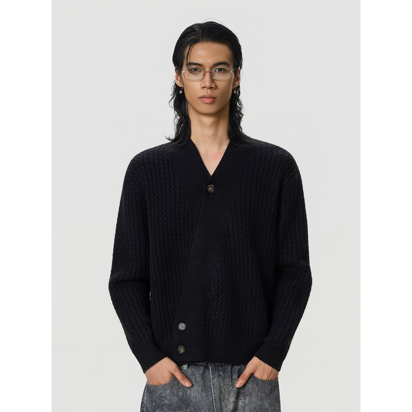 BTSG Vintage V-Neck Slack Cardigan Sweater Jacket