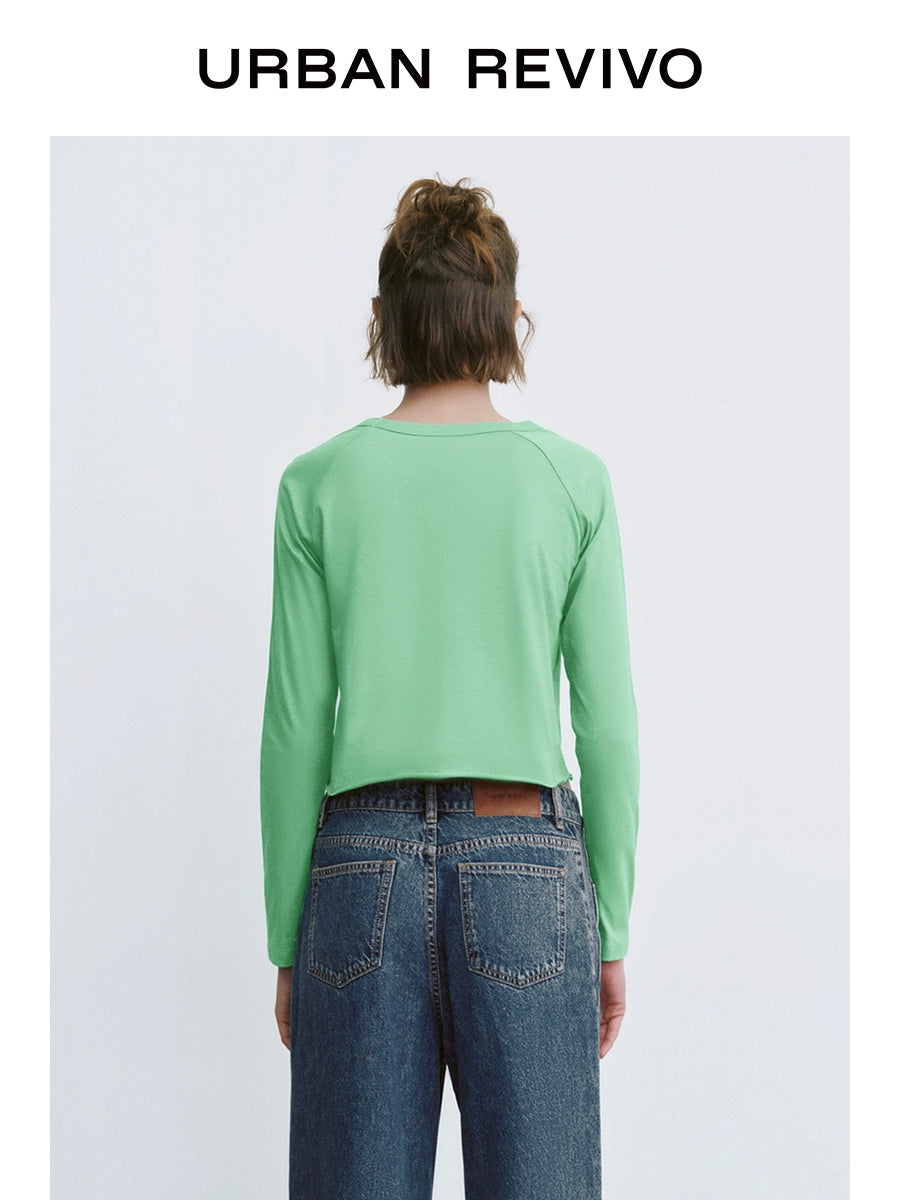 URBAN REVIVO Fun Pattern Crew Neck Long Sleeve