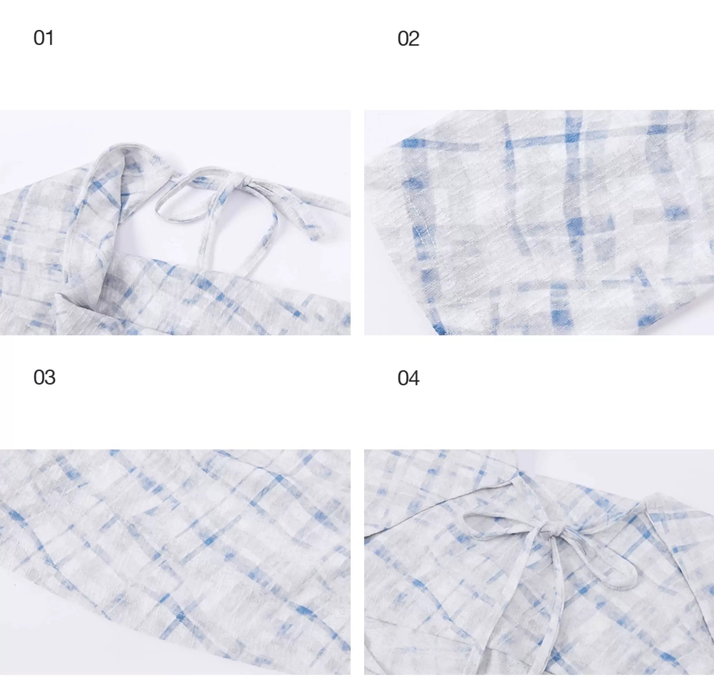 Ablueberry One-word Shoulder Plaid Long Sleeves