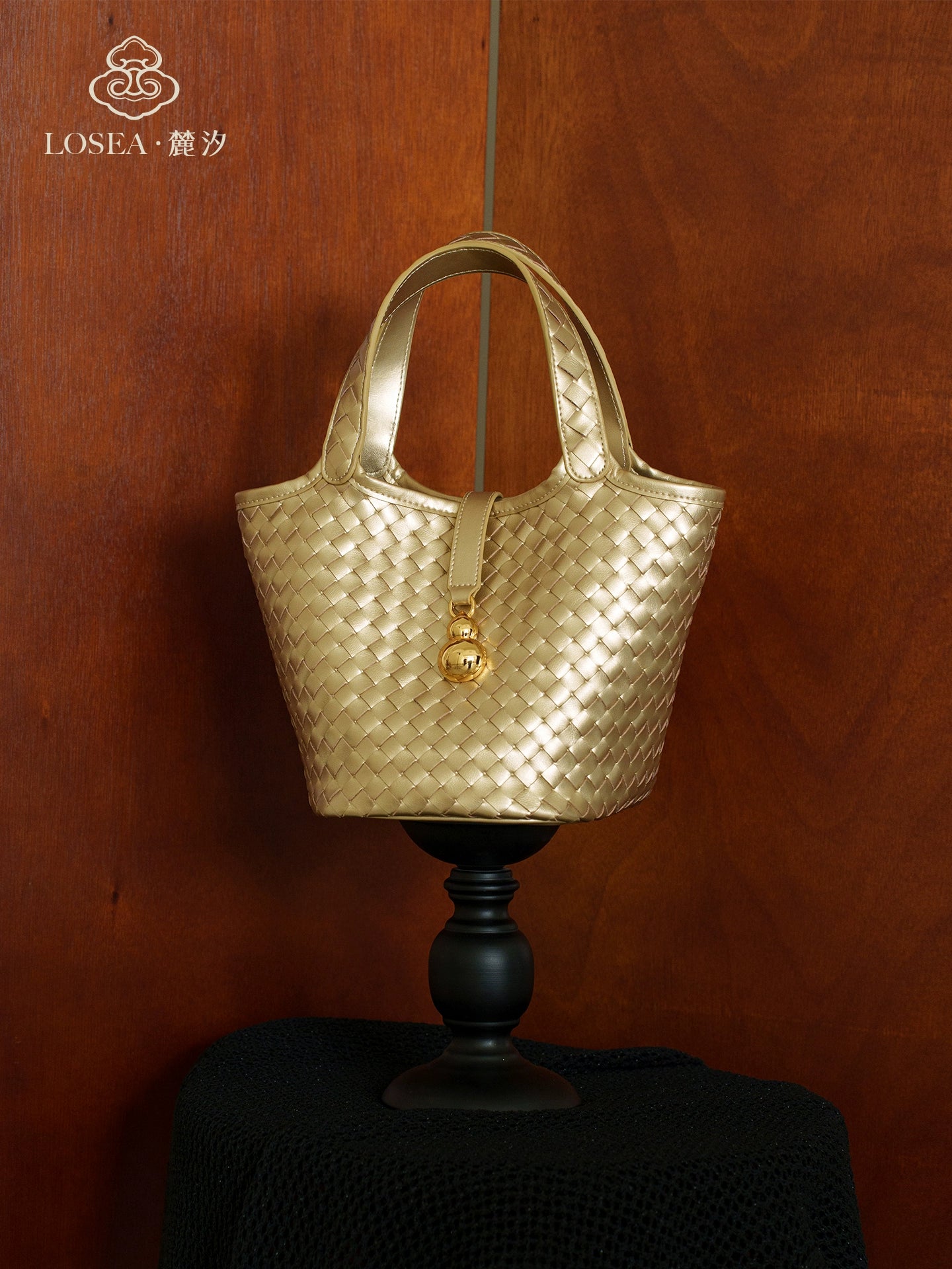 LOSEA Leather Hand-woven Gourd Vegetable Basket Bag