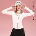 Imone Letter Embroidery Large Square Collar Base Knit