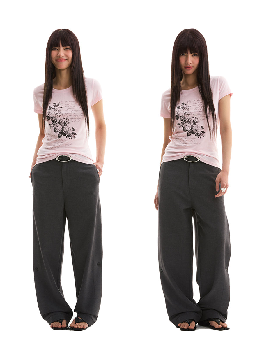 FUNKYFUN Flower Slogan Printing Comfortable Soft Skin Tee