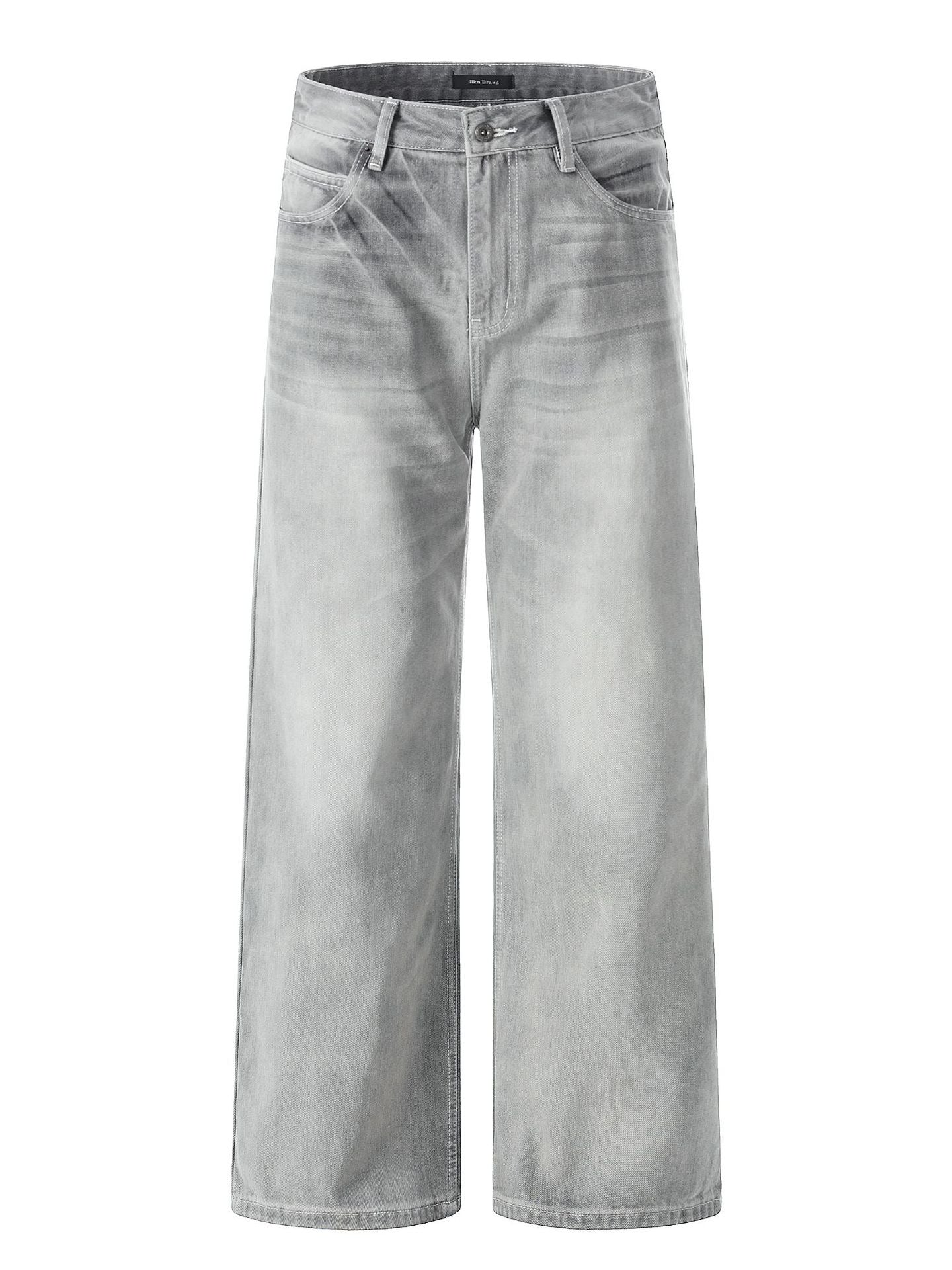 11KN Wide-Leg Washed Relaxed Straight Jeans