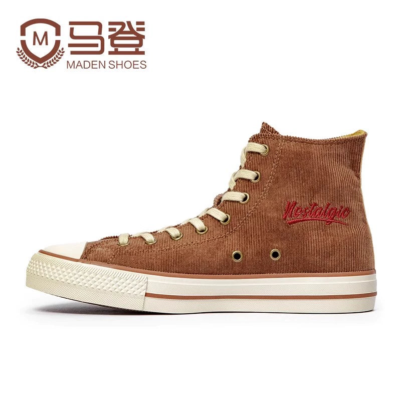 Maden Vintage Corduroy High Top Canvas Shoes