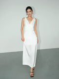 NEVA HU Waist V-neck Sleeveless Dress