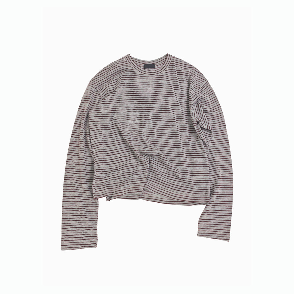 PLUS NO LOGO Casual Striped Crew Neck Long Sleeve
