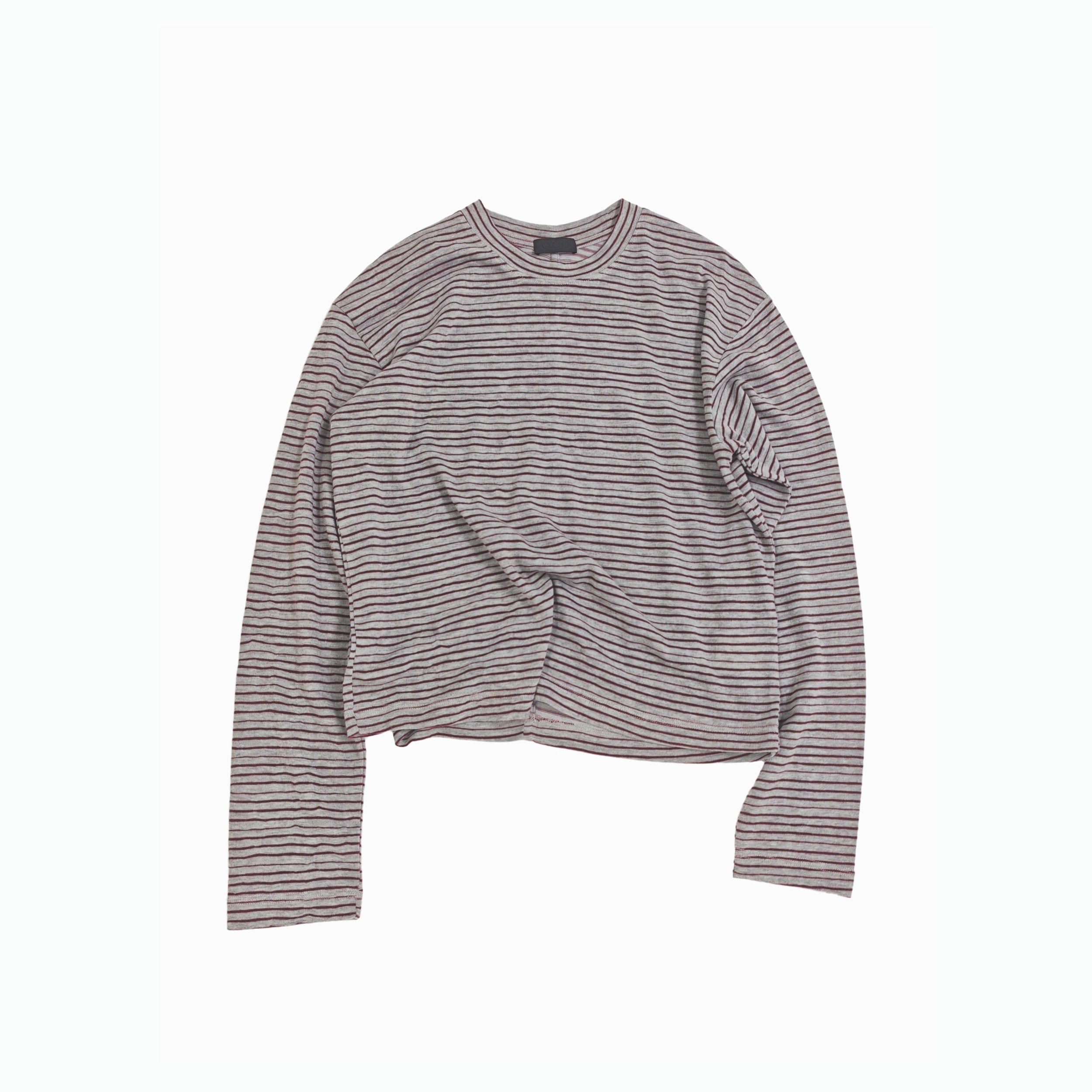PLUS NO LOGO Casual Striped Crew Neck Long Sleeve