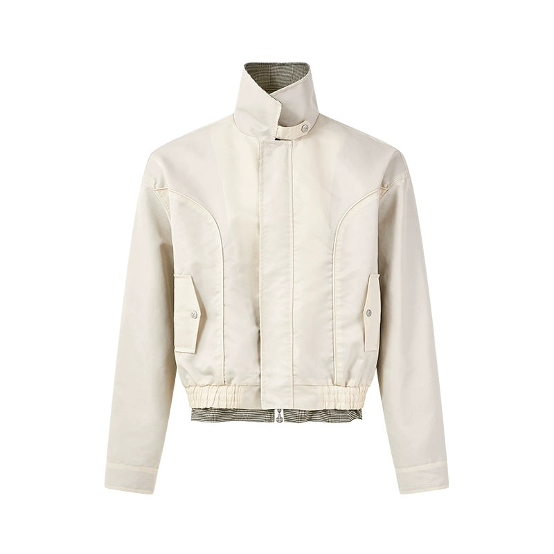 KREATE Plaid Thousand Bird Plaid Stand-up Collar Jacket